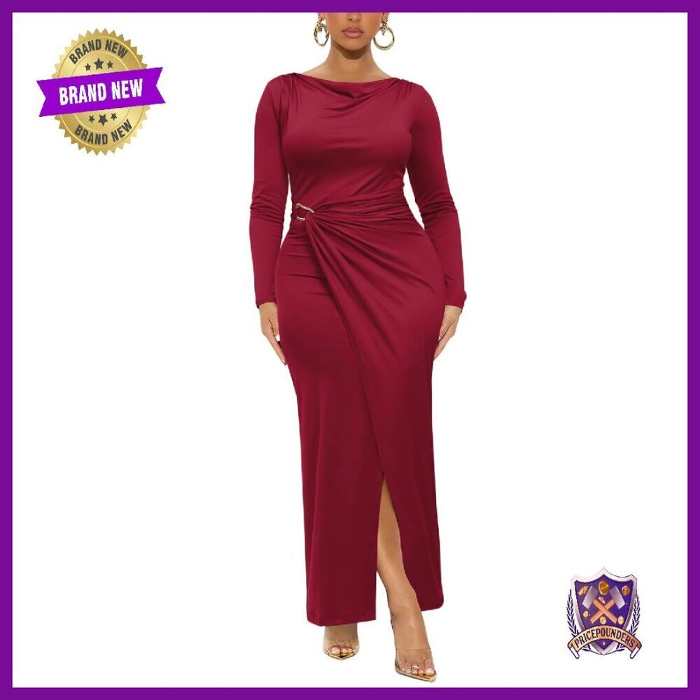 Elegant Bodycon Maxi Dress Long Sleeve Formal Cocktail Wedding Guest